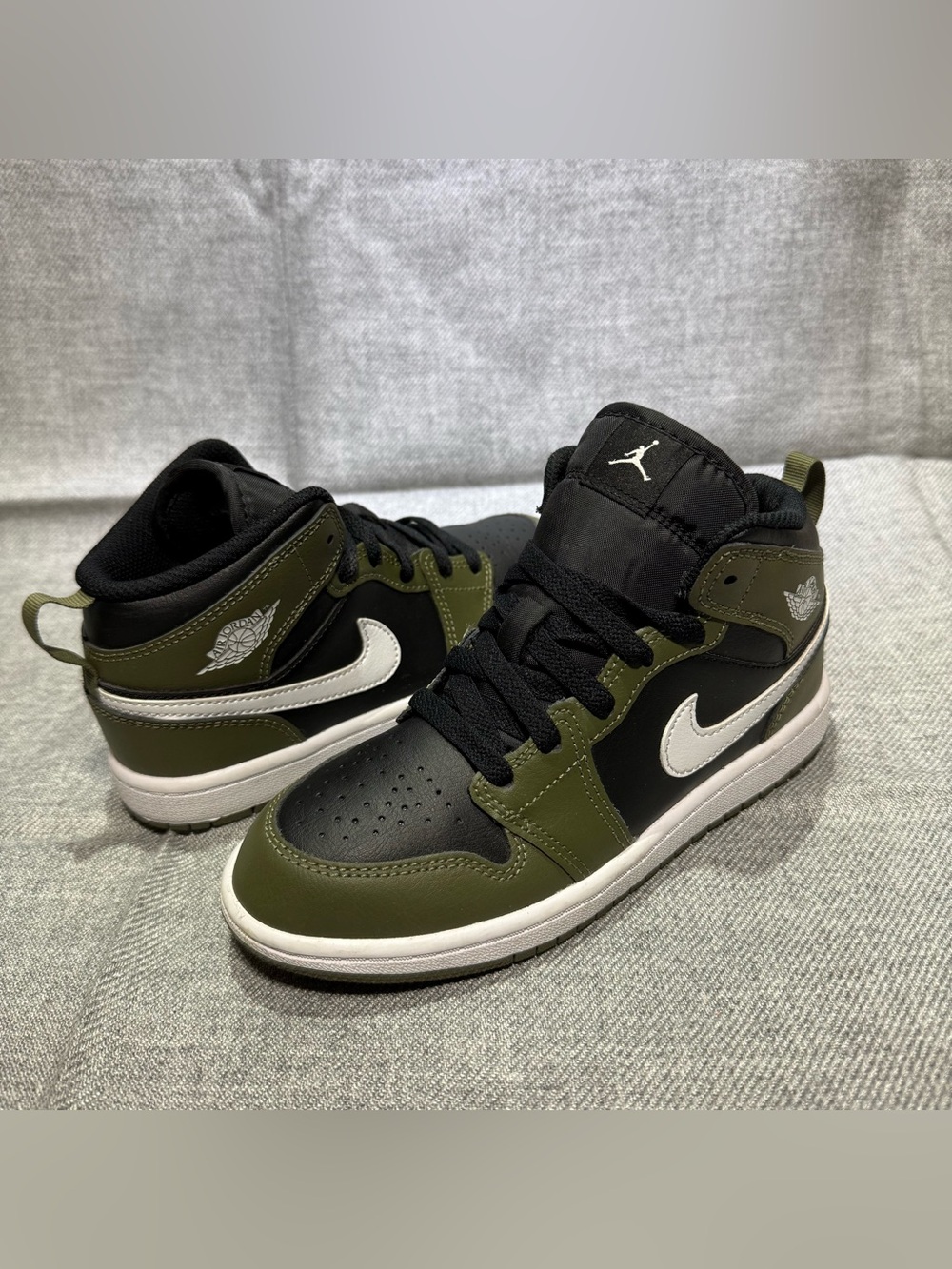 Nike Kids Olive Green Black White Air Jordan High-Top Sneakers